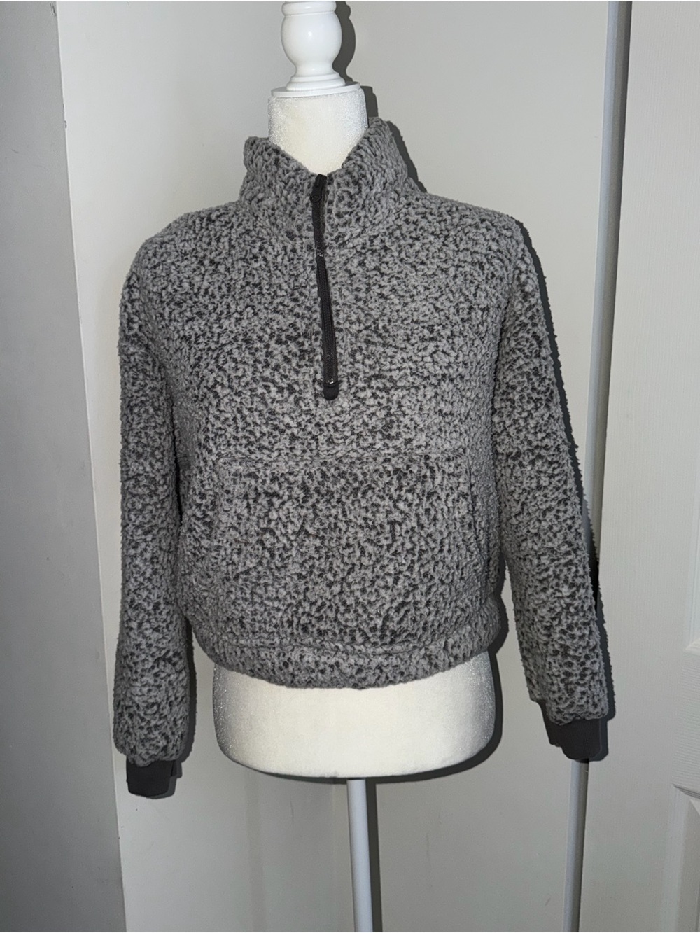 Hippie Rose Gray Sherpa Zip-Up Pullover